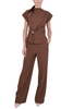 COMPLETO TOP E PANTALONE IN TESSUTO FLUIDO MARRONE