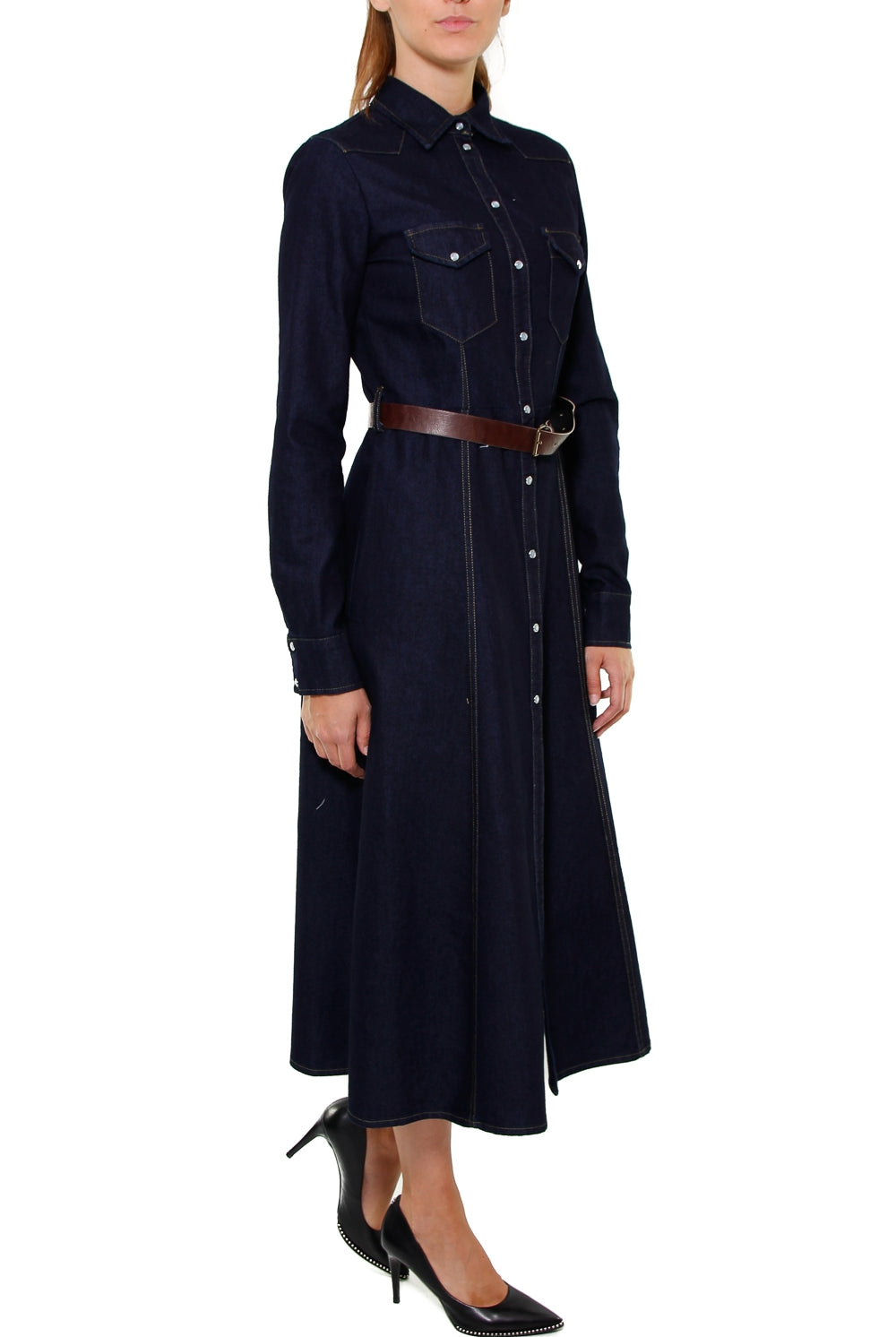 Dixie abito chemisier midi in denim blu