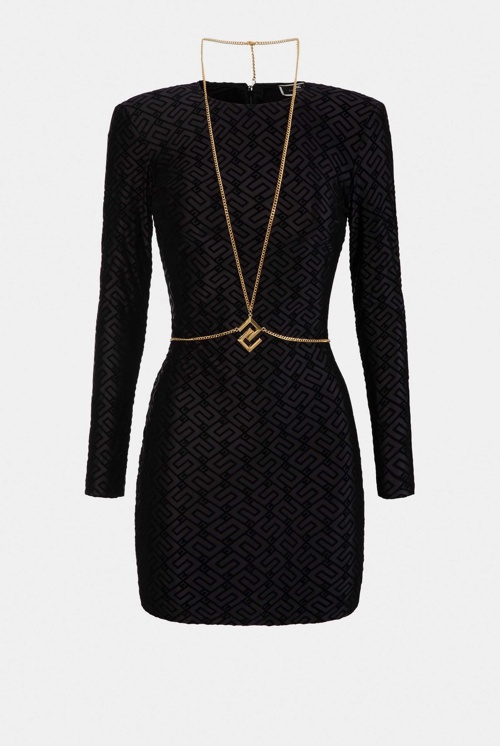 Elisabetta Franchi abito corto con accessorio gioiello nero
