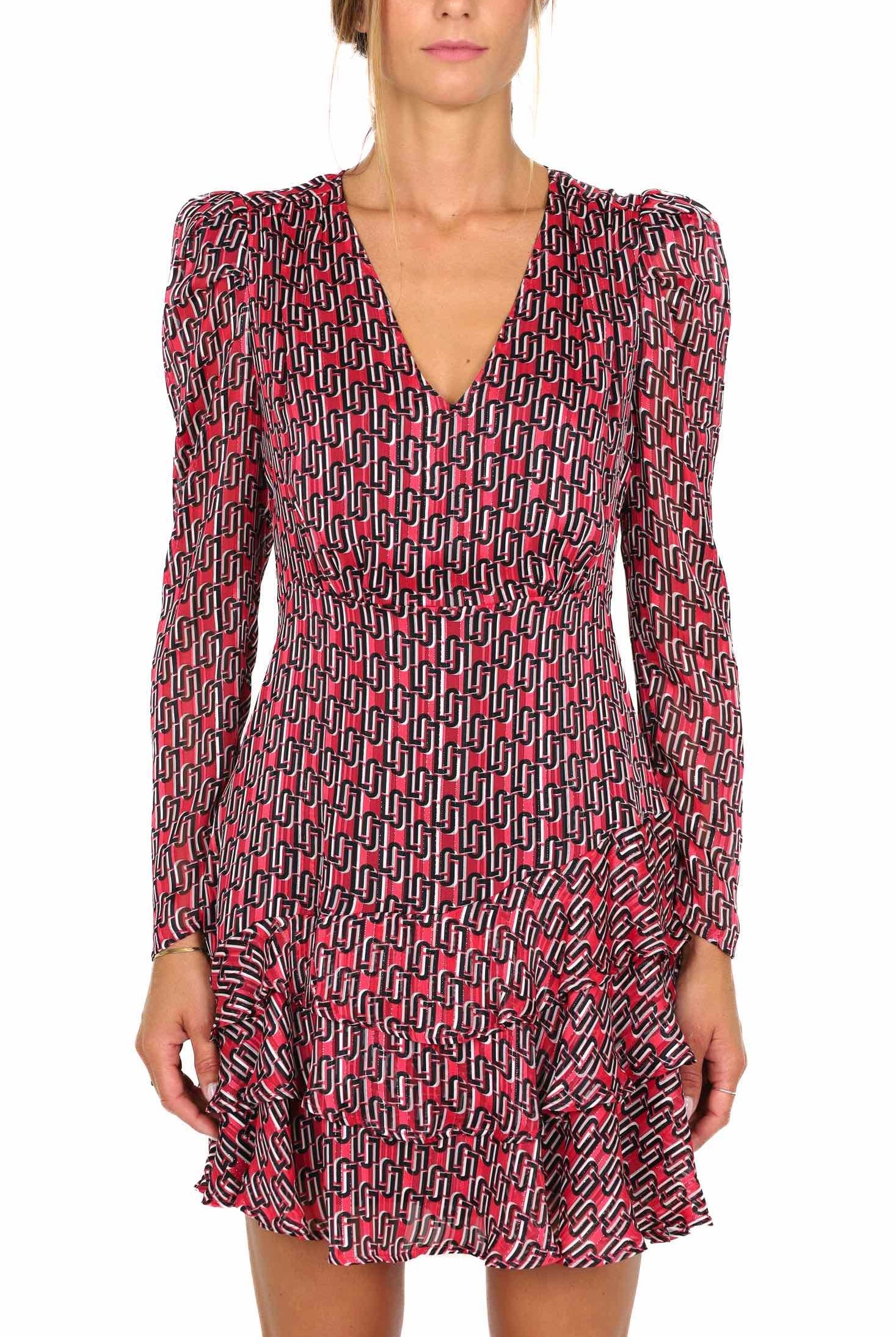 Liu Jo Black abito corto con balze fantasia