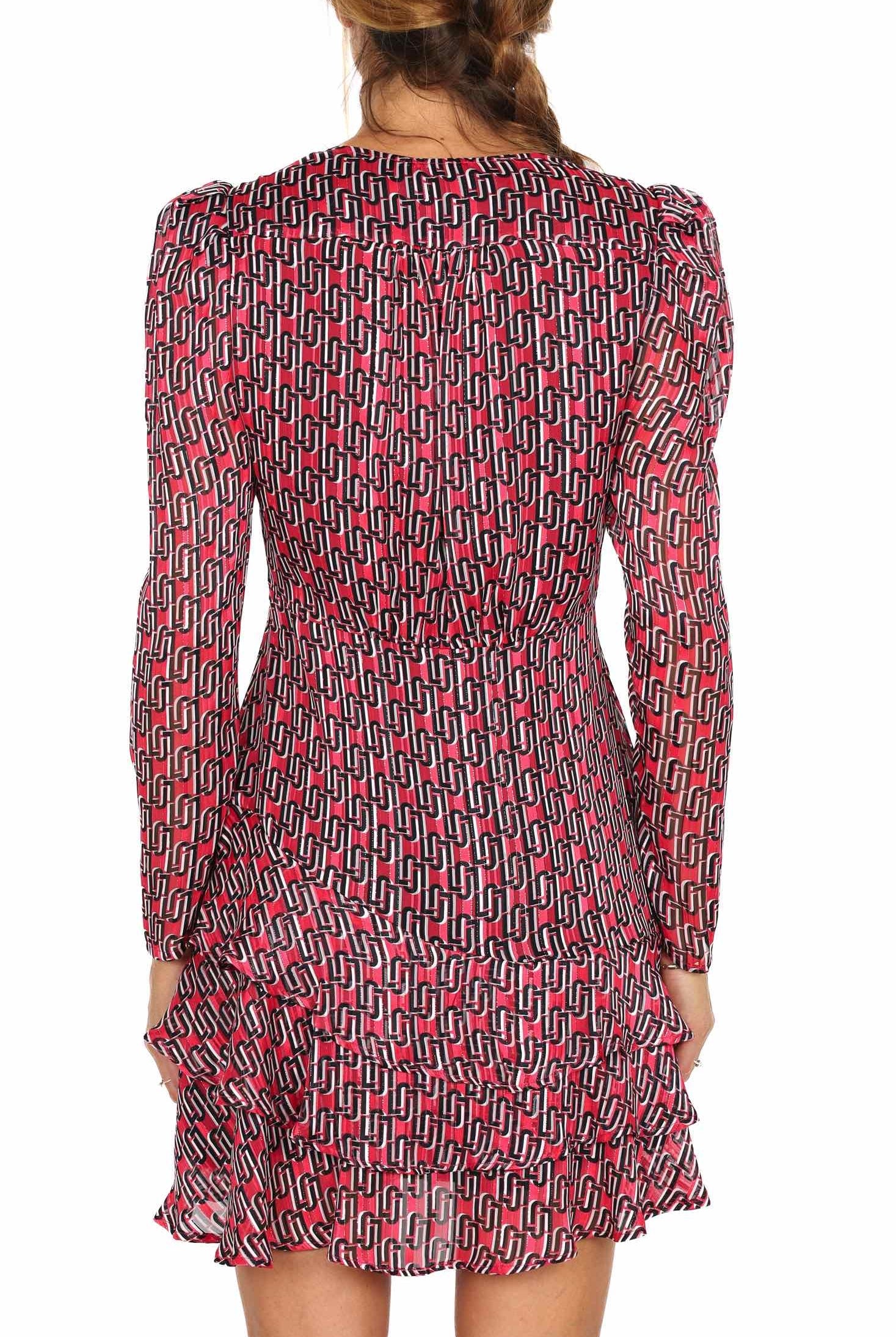 Liu Jo Black abito corto con balze fantasia