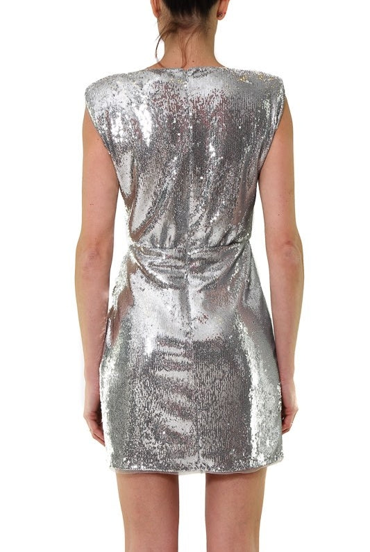 Liu Jo Black abito corto di paillettes argento