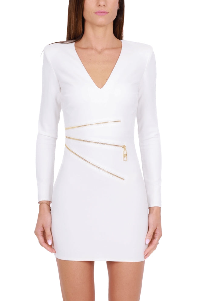 Elisabetta Franchi abito corto in crÈpe con zip decorativa bianco