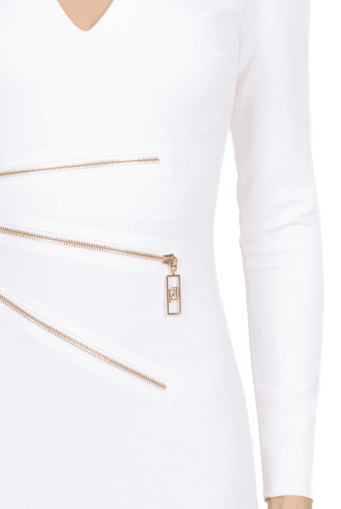 Elisabetta Franchi abito corto in crÈpe con zip decorativa bianco