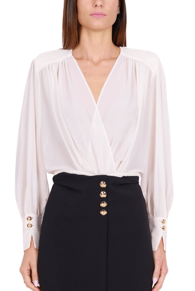 Elisabetta Franchi abito corto in crÈpe e georgette nero