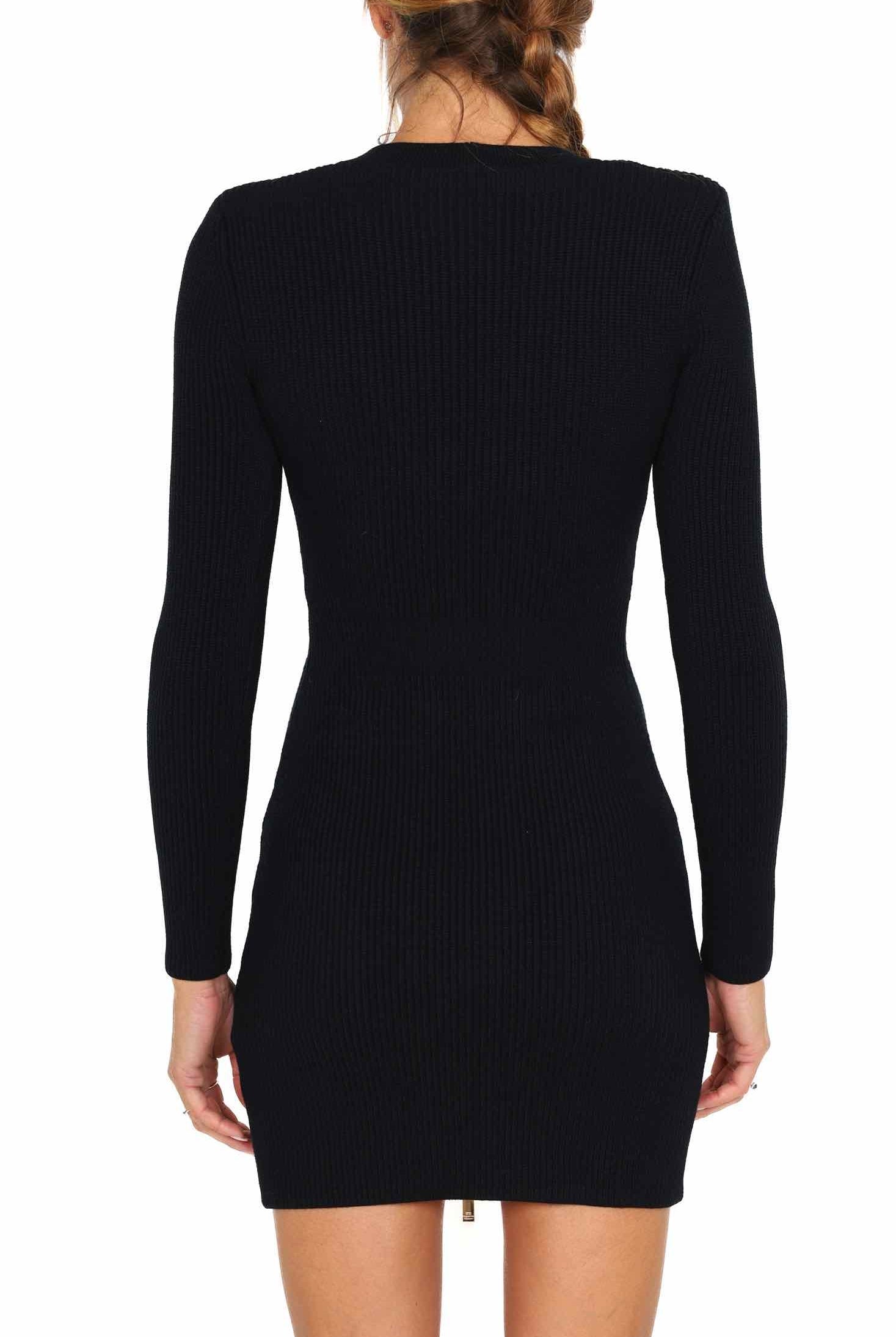 Elisabetta Franchi abito corto in maglia a coste nero