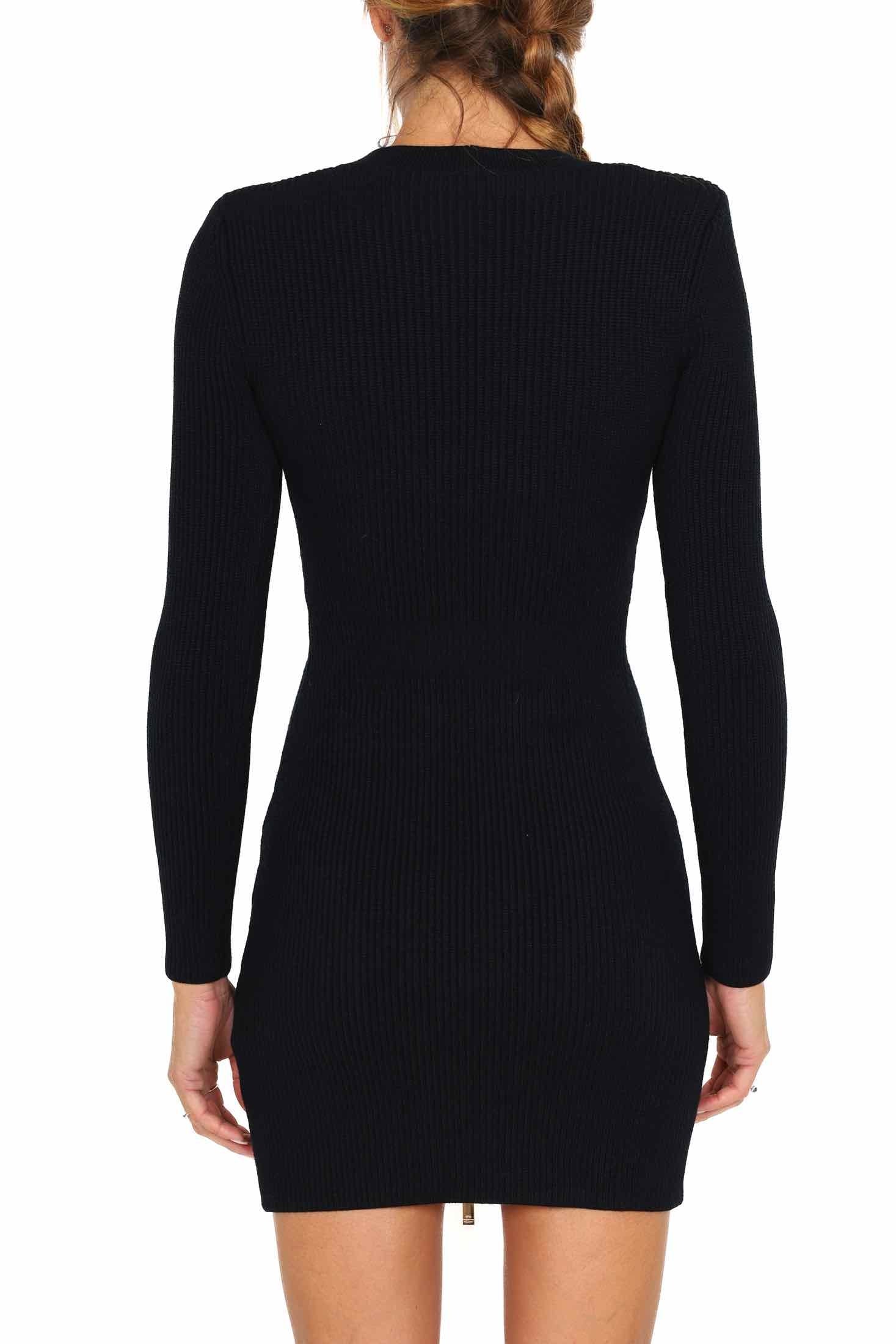 Elisabetta Franchi abito corto in maglia a coste nero