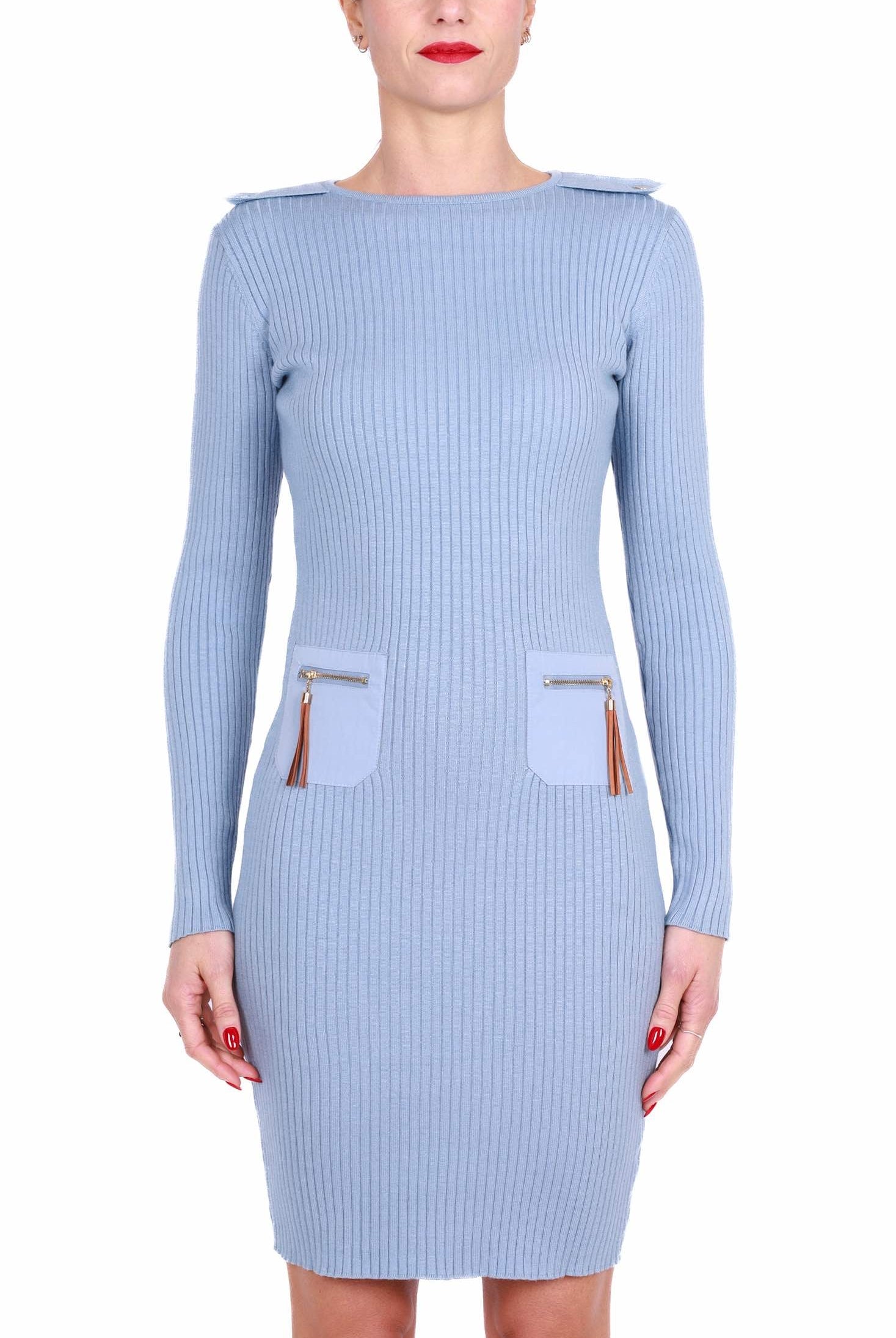 Fracomina abito corto in maglia azzurro