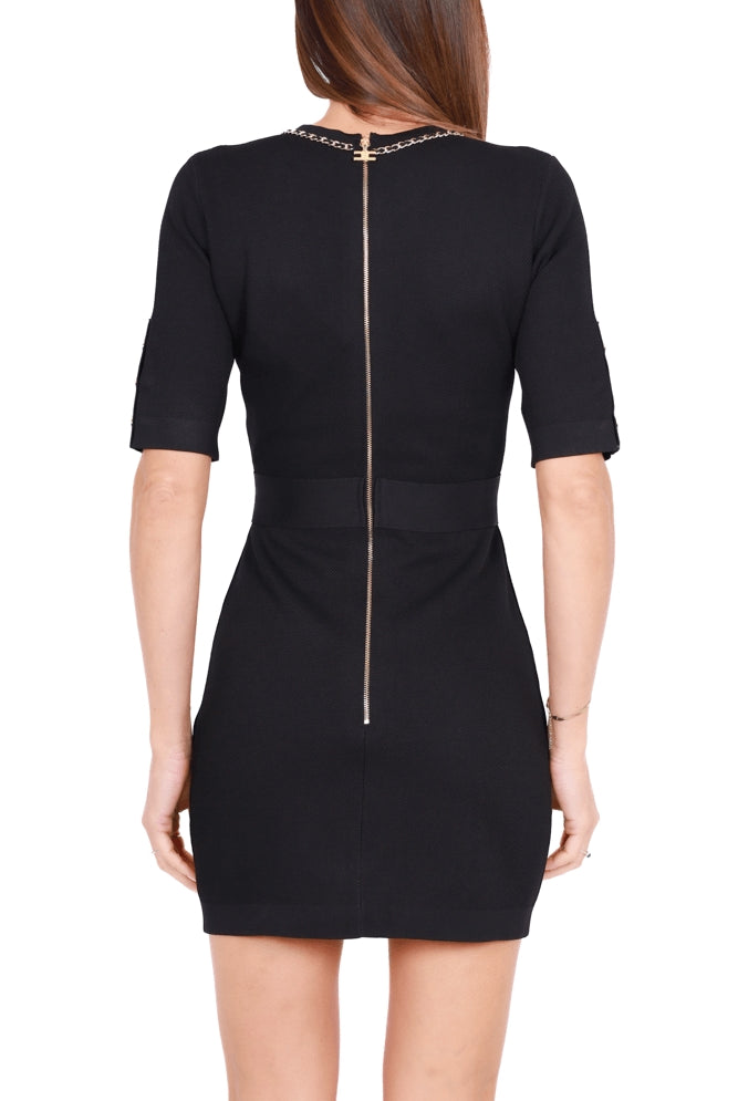 Elisabetta Franchi abito corto in maglia con catene nero