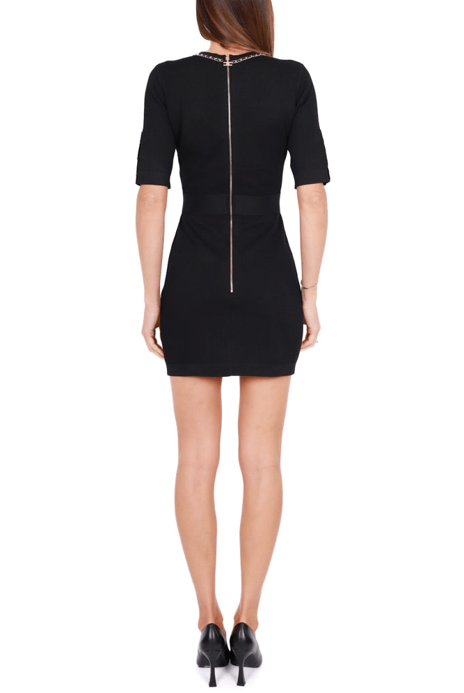 Elisabetta Franchi abito corto in maglia con catene nero