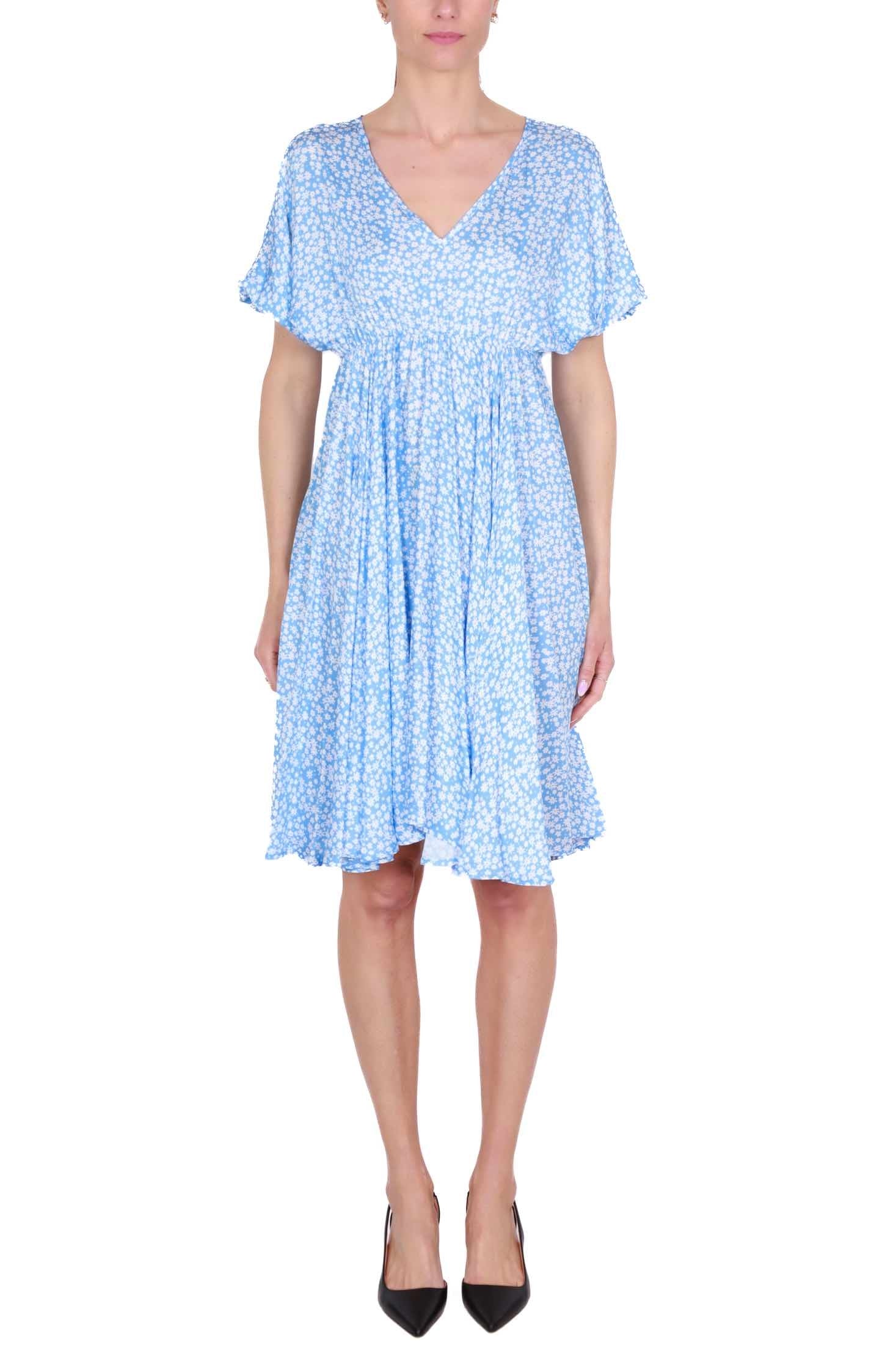 Fracomina abito corto in viscosa a fiorellini azzurro