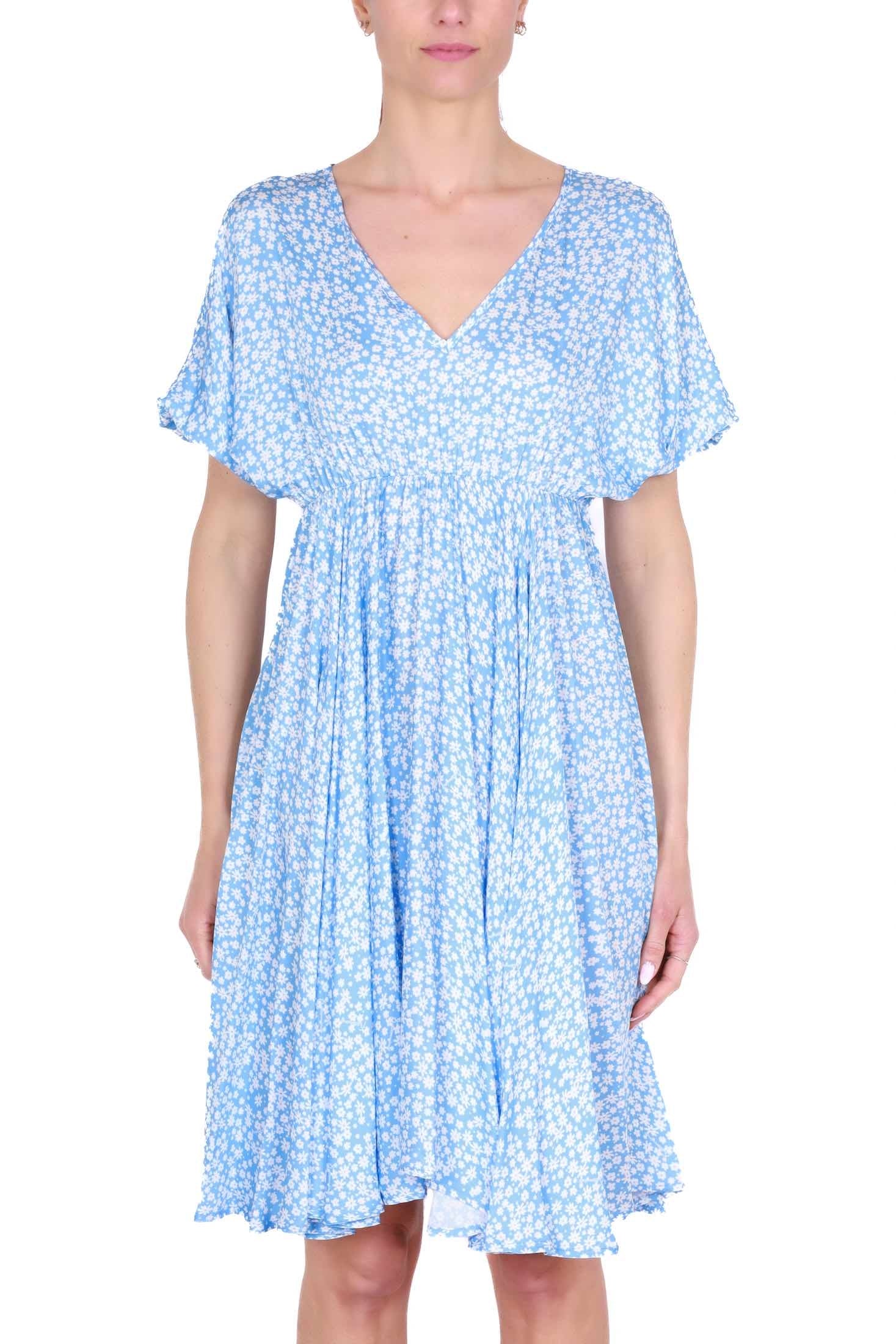 Fracomina abito corto in viscosa a fiorellini azzurro