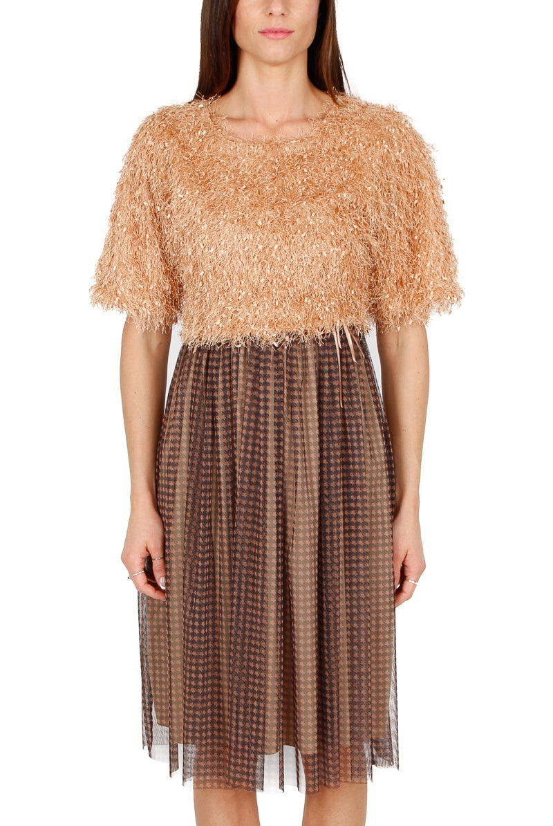 Teddy abito effetto due pezzi oro