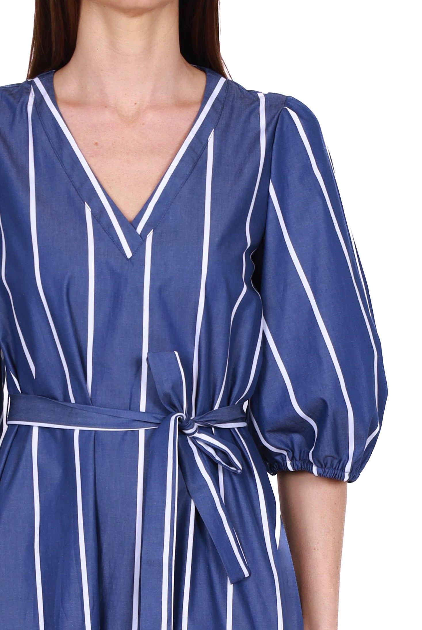 Emme Marella abito in popeline di cotone a righe blu