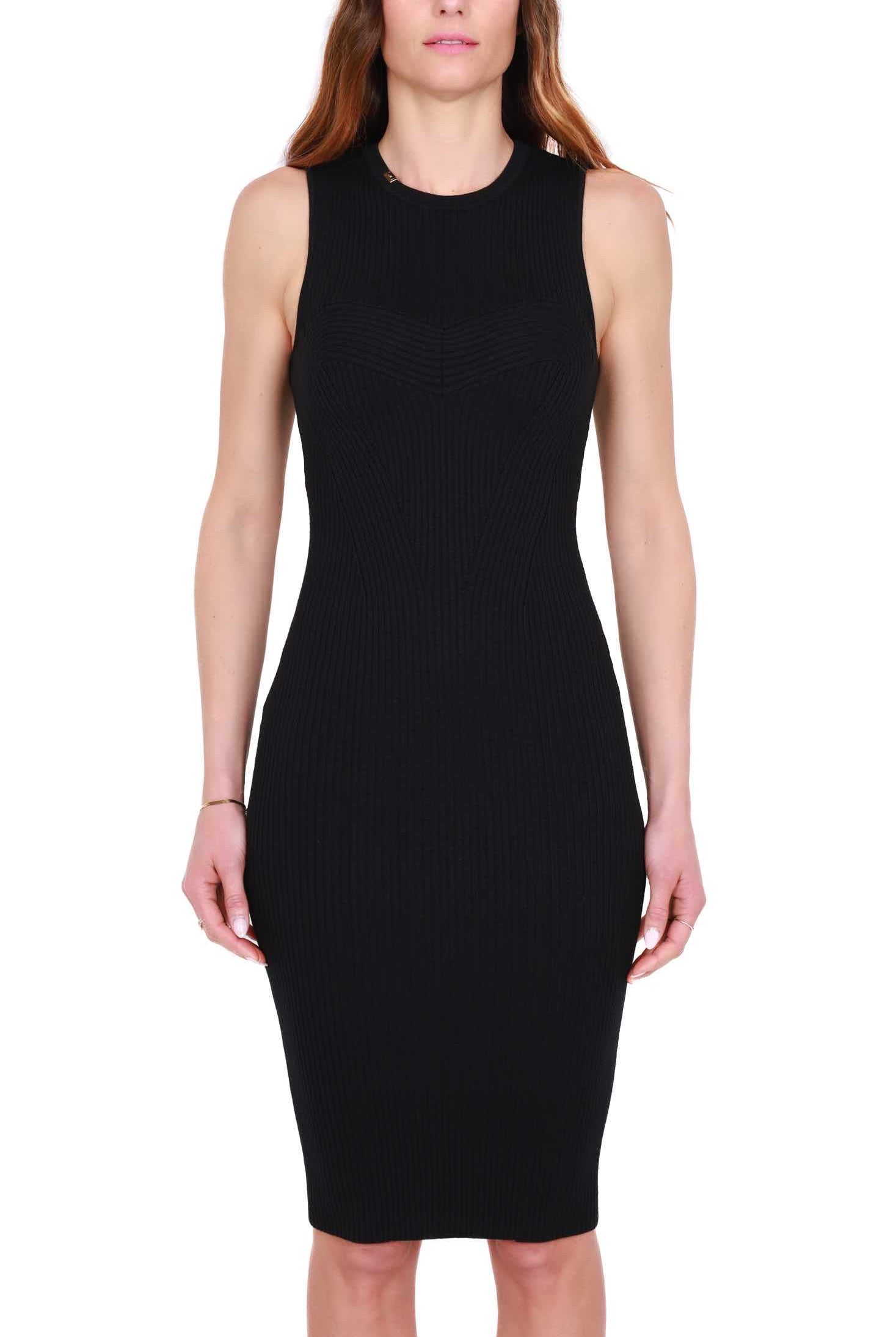 Elisabetta Franchi abito longuette in maglia a costine nero