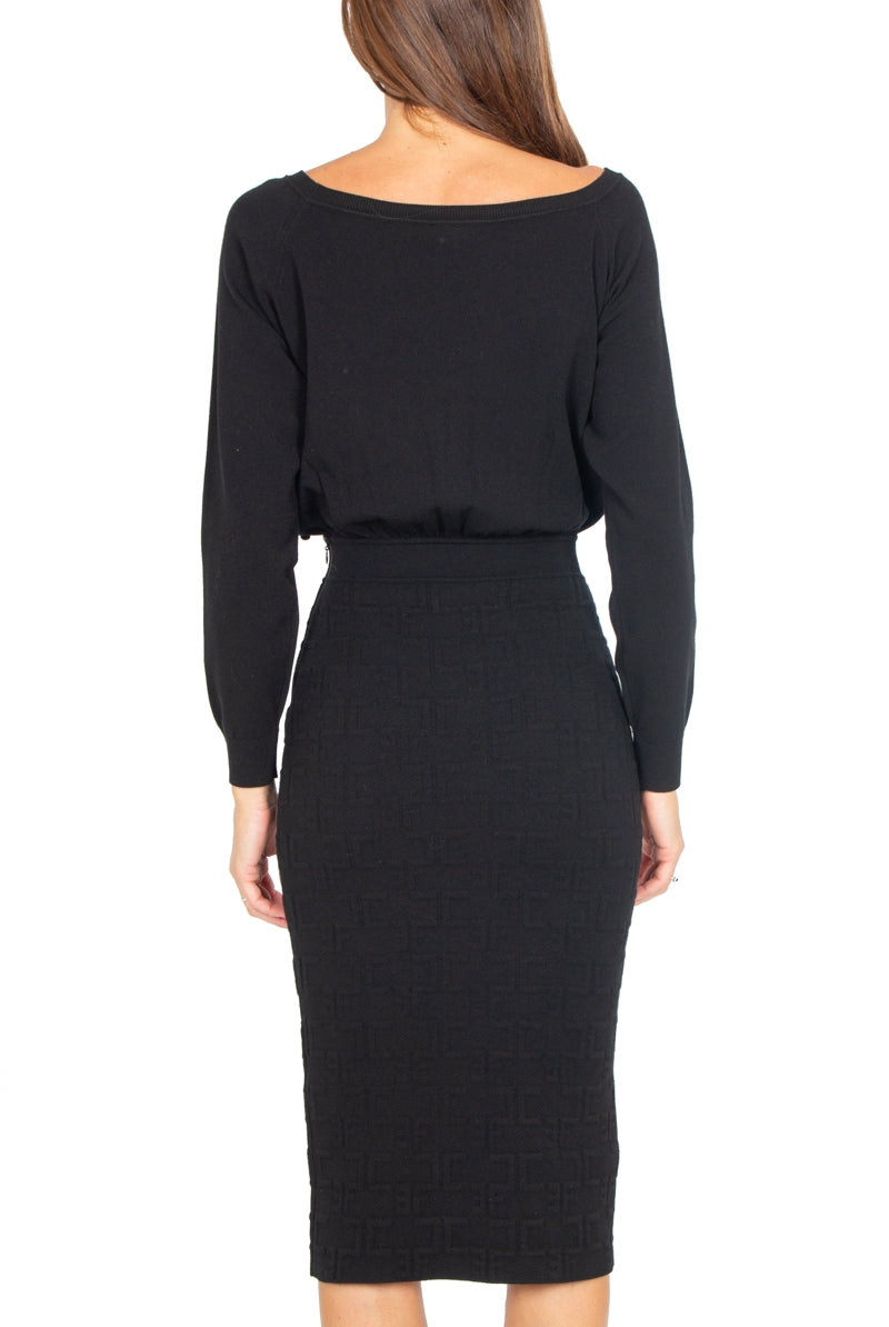 Elisabetta Franchi abito longuette in maglia nero
