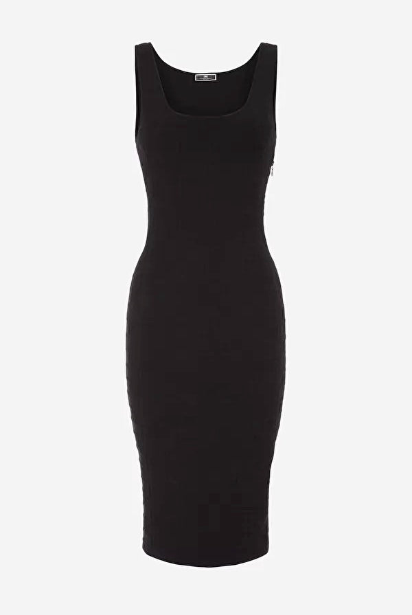 Elisabetta Franchi abito longuette smanicato in maglia nero