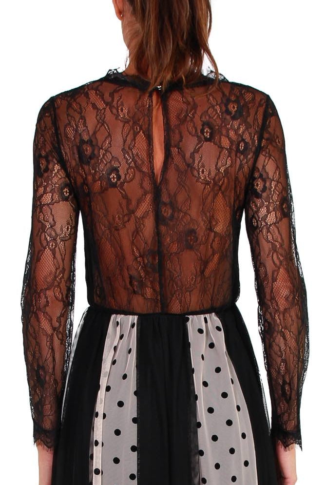 Teddy abito lungo in pizzo e tulle nero