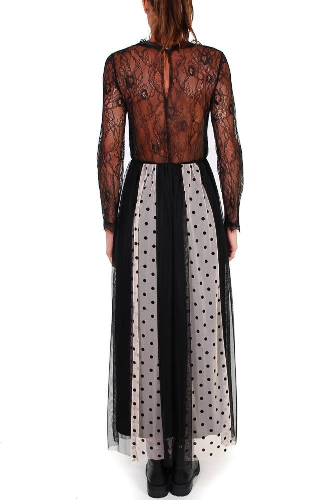 Teddy abito lungo in pizzo e tulle nero