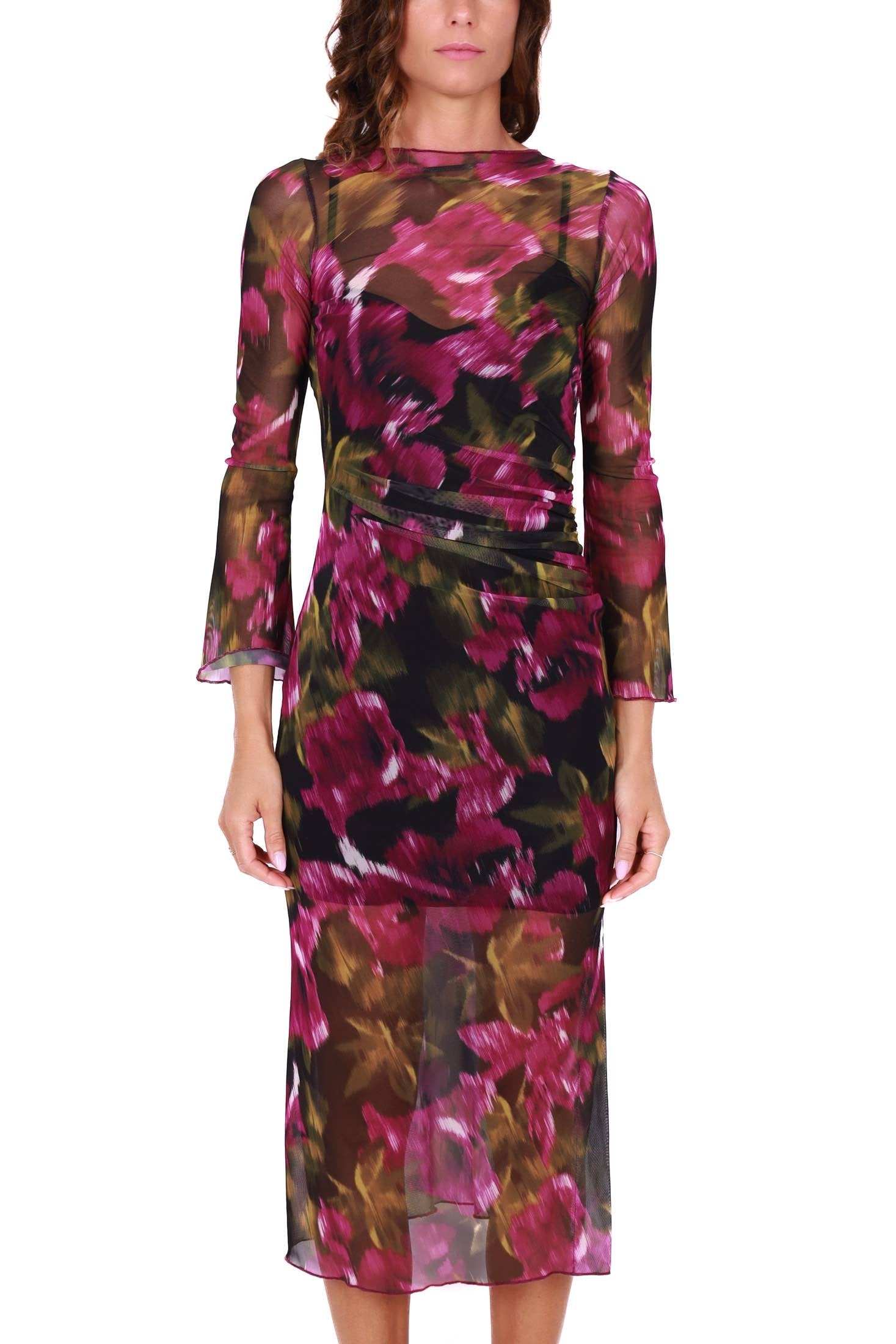 Dixie abito lungo in tulle stretch fantasia