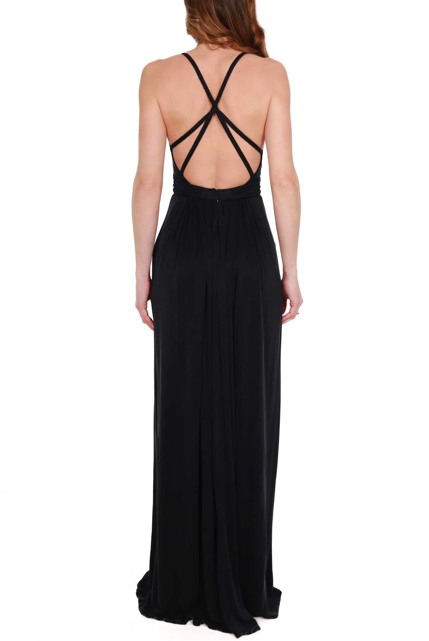 Elisabetta Franchi abito lungo spalline sottili in jersey nero