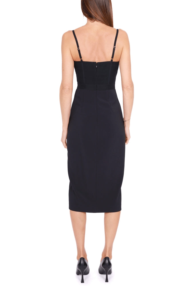 Elisabetta Franchi abito midi a tubino con top bustier nero