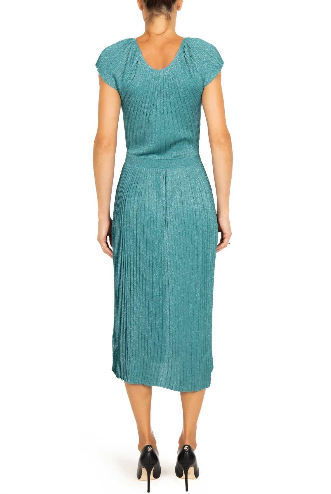 Elisabetta Franchi abito midi in jersey di lurex verde