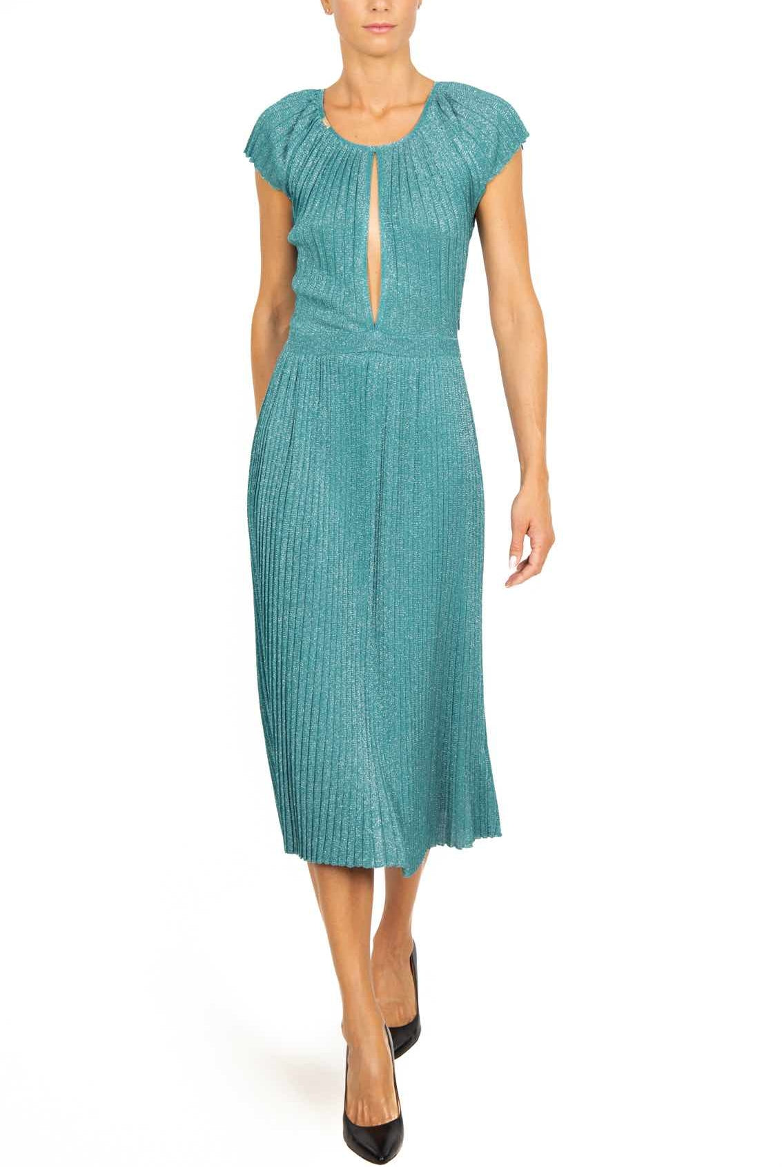 Elisabetta Franchi abito midi in jersey di lurex verde