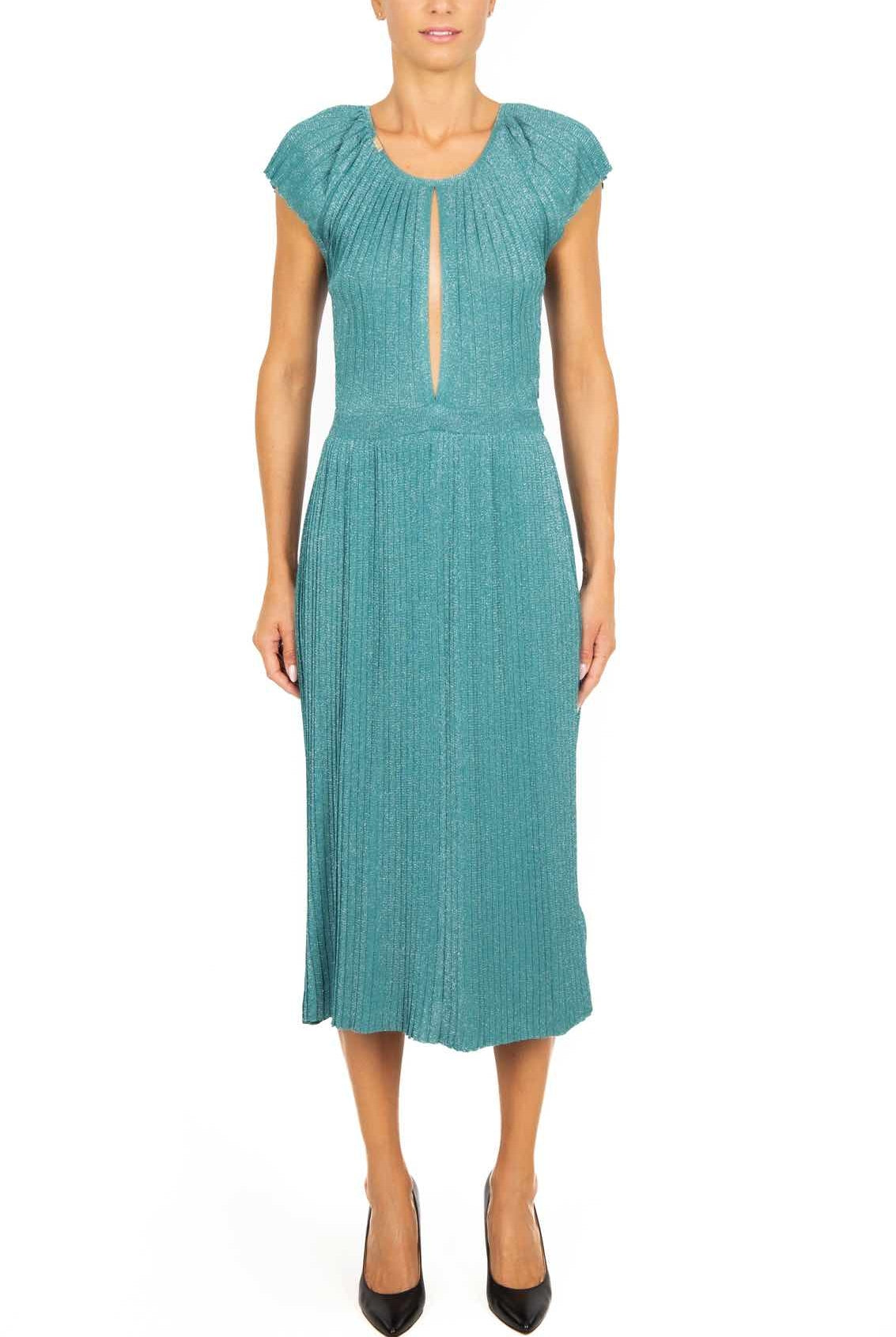 Elisabetta Franchi abito midi in jersey di lurex verde