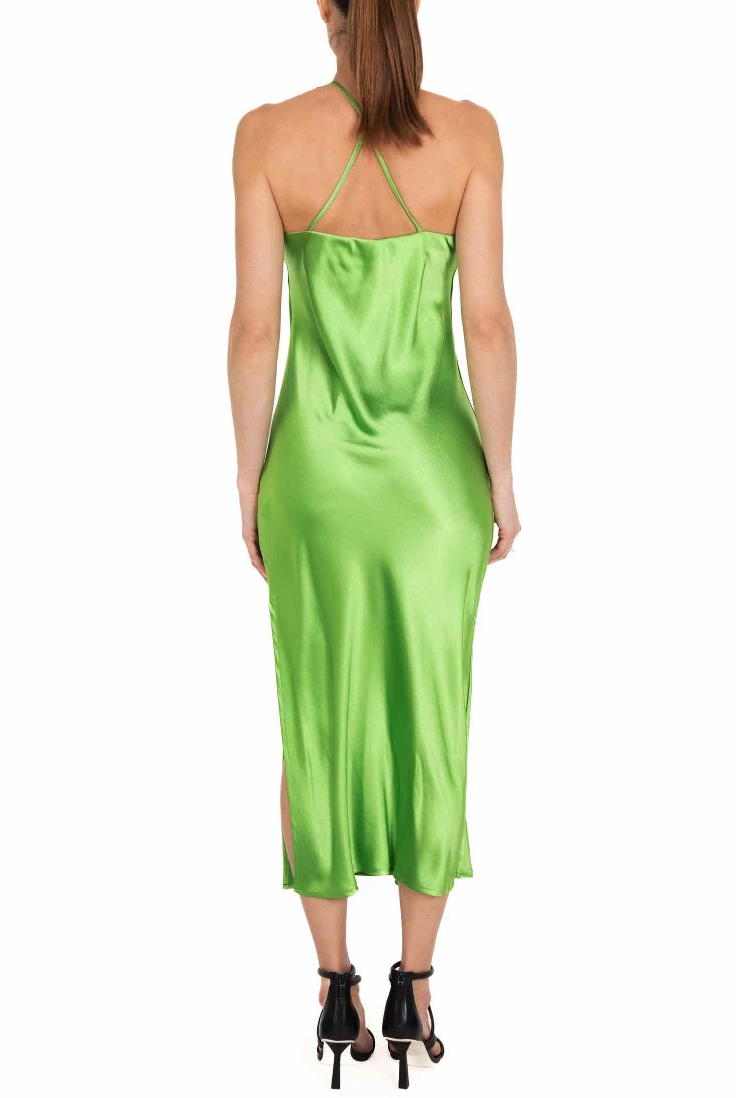 Dixie abito midi scollo americano in raso verde