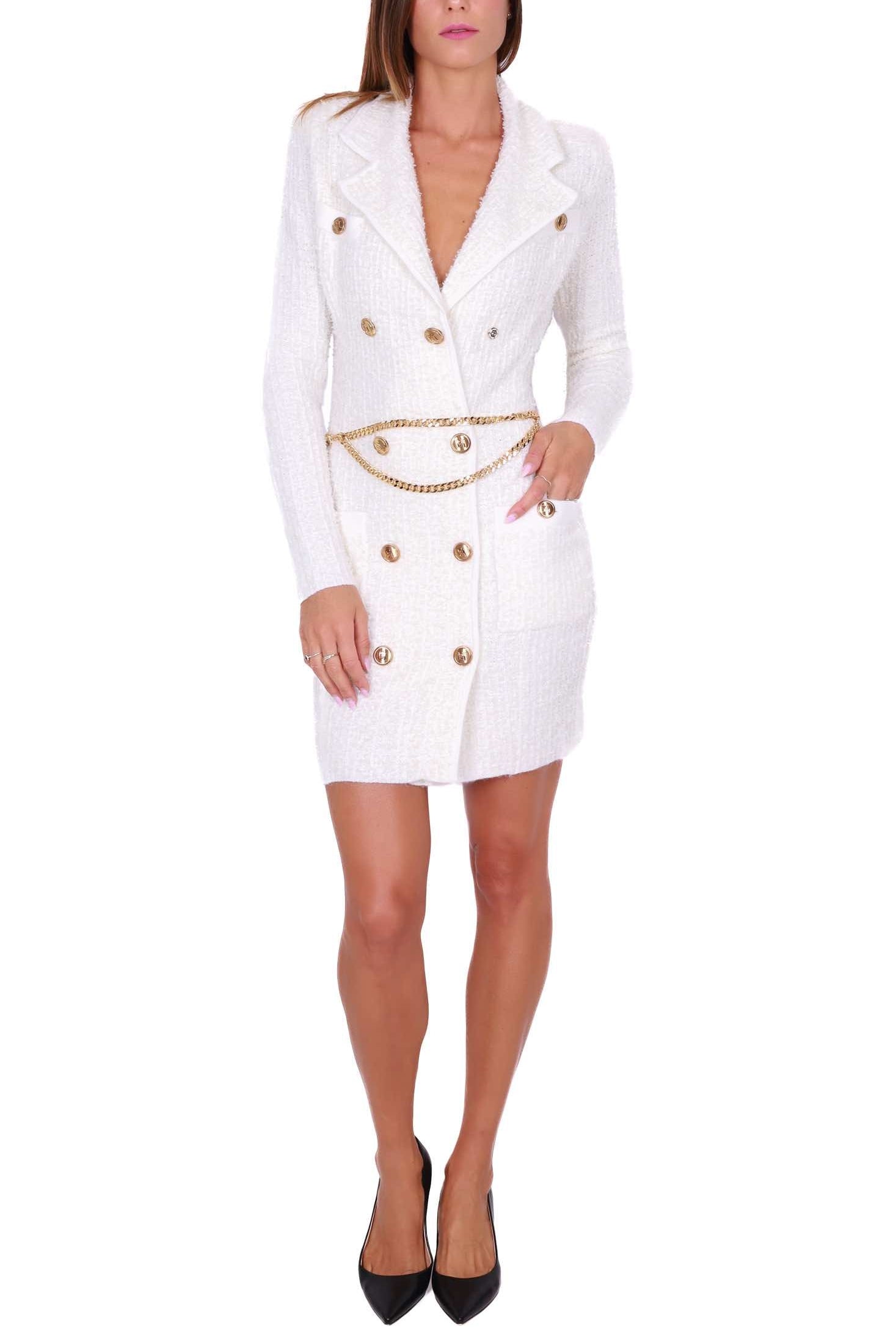 Elisabetta Franchi abito robe manteau in maglia burro