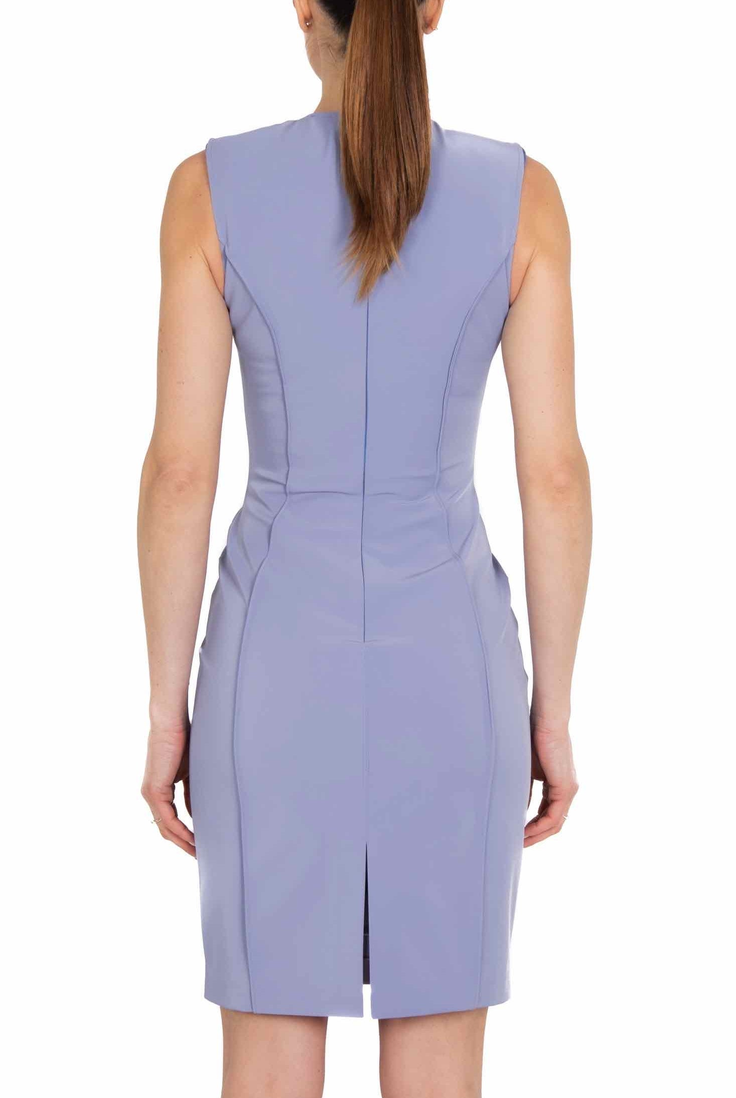 Elisabetta Franchi abito smanicato a tubino in tessuto tecnico glicine