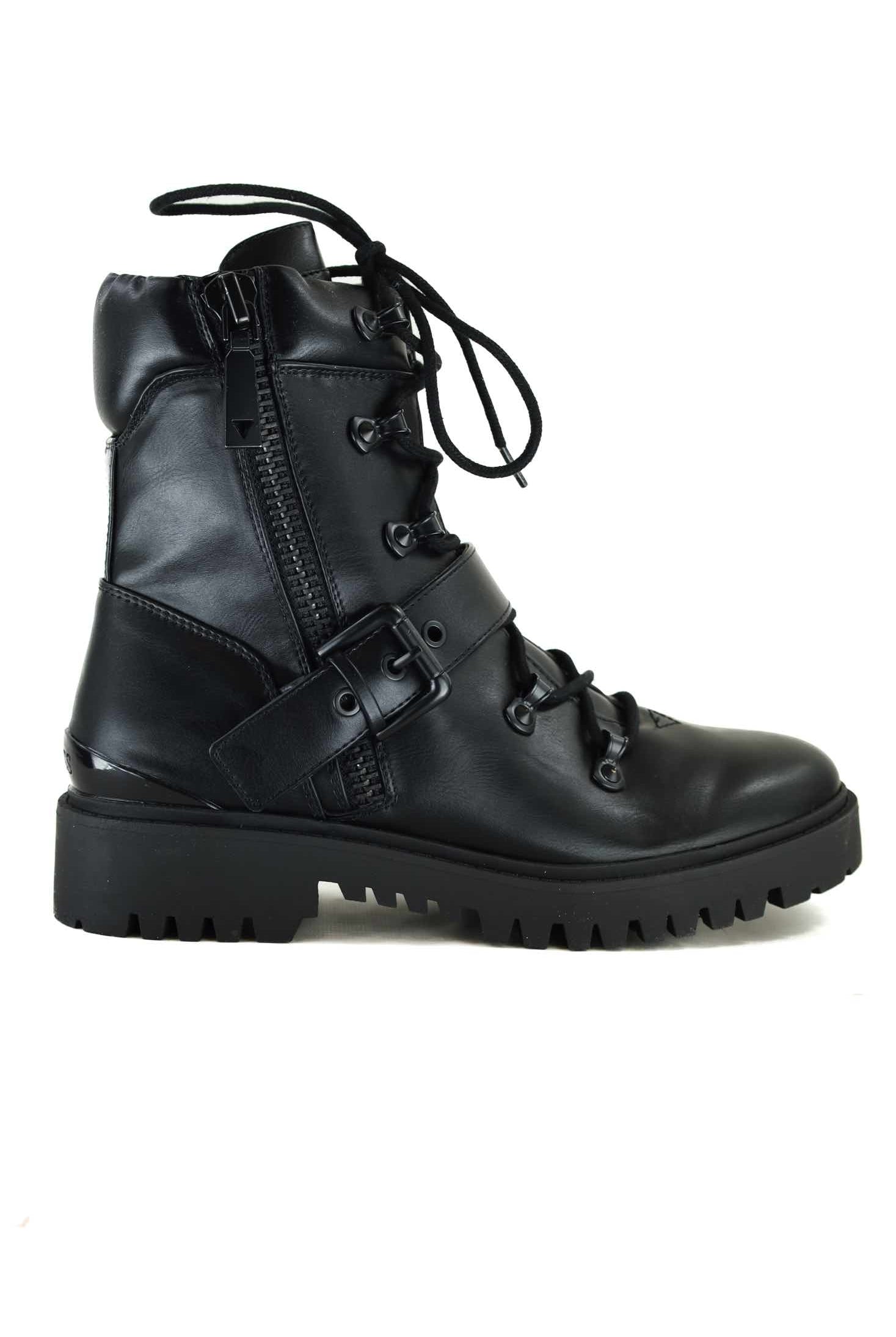 Guess Scarpe biker con lacci e fibbia nero