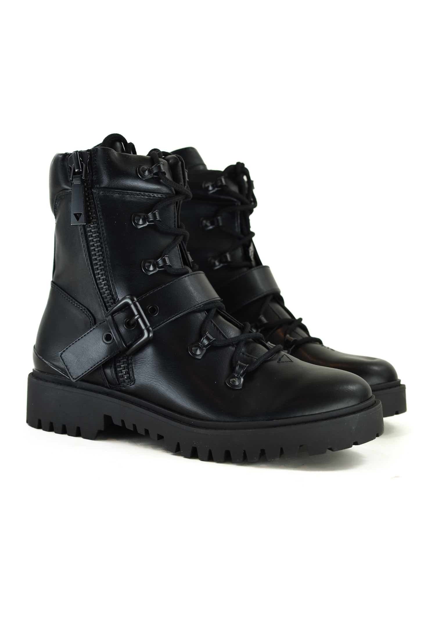 Guess Scarpe biker con lacci e fibbia nero