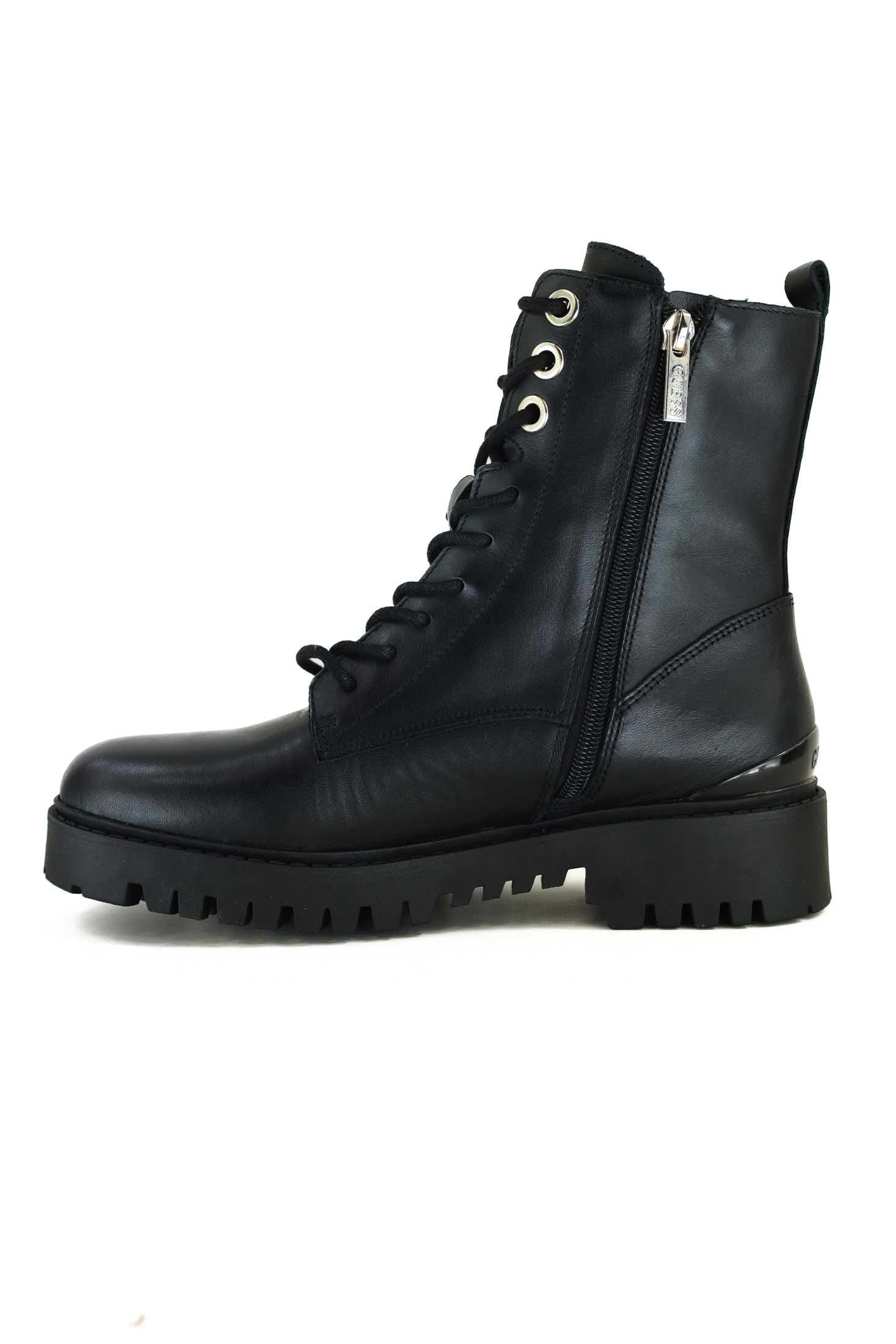 Guess Scarpe biker con lacci e zip nero