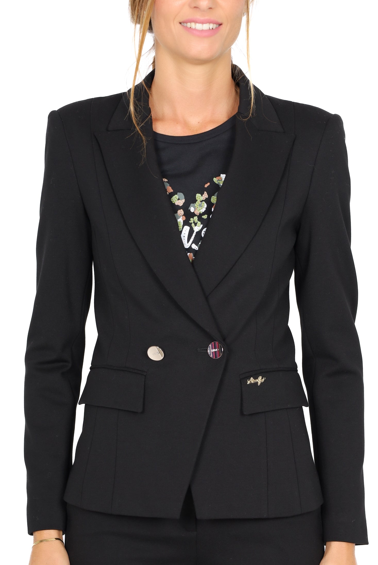 Liu Jo Black blazer doppiopetto in punto milano nero