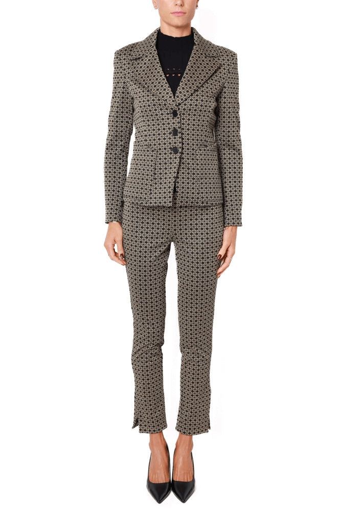 Liu Jo White blazer monopetto in jersey fantasia optical nero