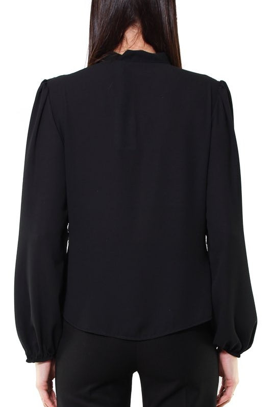 Teddy blusa di georgette collo fascetta con fiocco nero