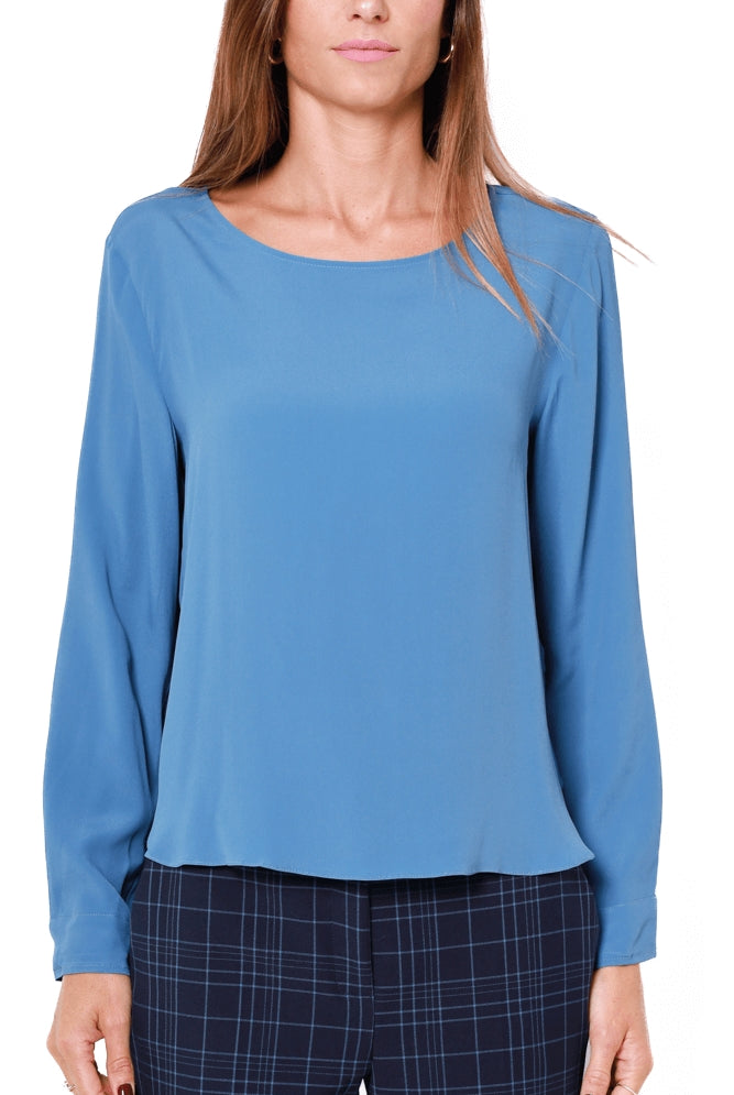 Emme Marella blusa in crÈpe di misto seta bluette