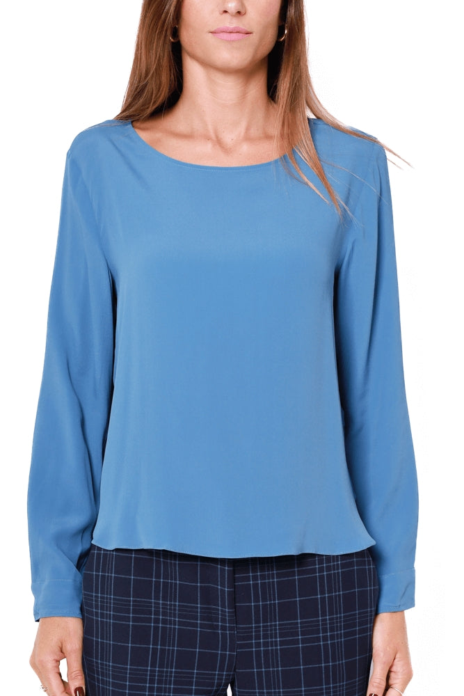 Emme Marella blusa in crÈpe di misto seta bluette