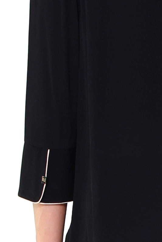 Elisabetta Franchi blusa in georgette di viscosa con piping nero