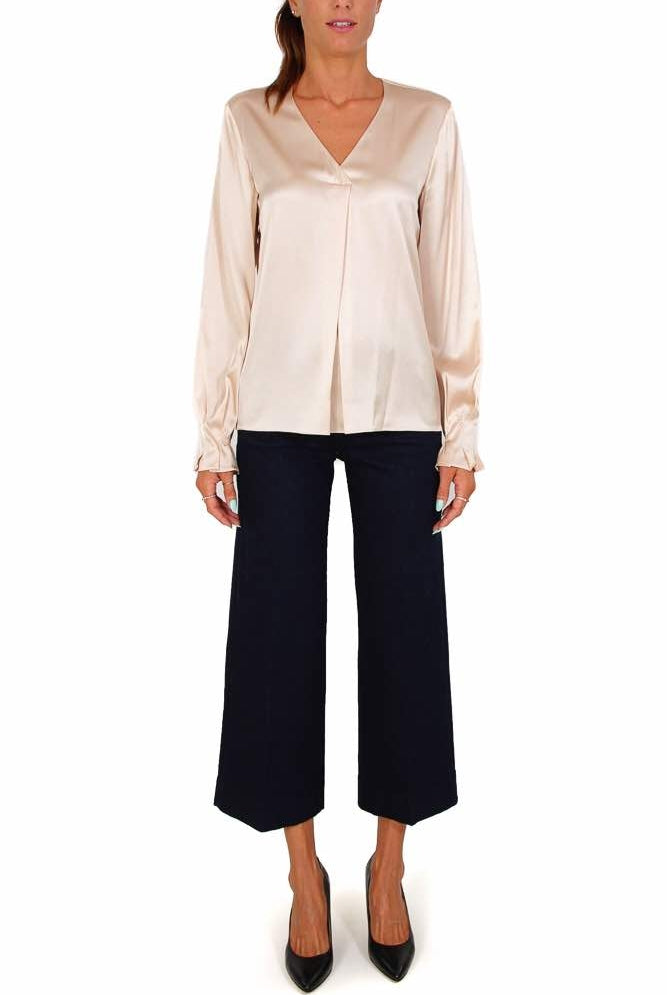 Pinko blusa in raso di seta con scollo a v cipria