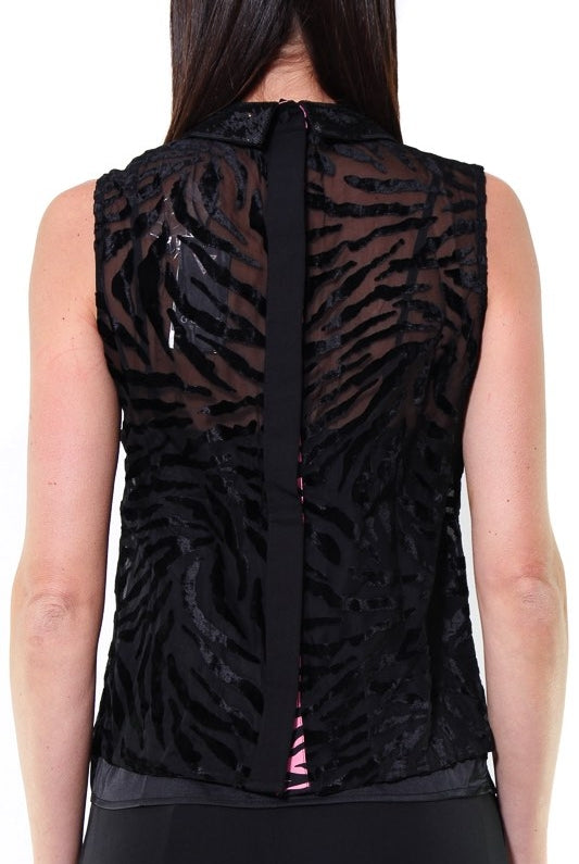 Guess Donna blusa in tessuto devore e paillettes nero