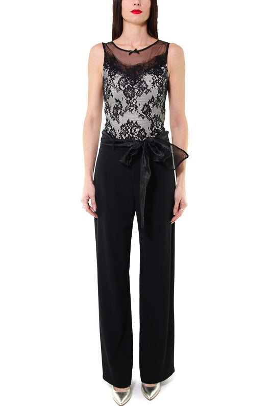 Teddy body in tessuto di pizzo con fodera a contrasto nero