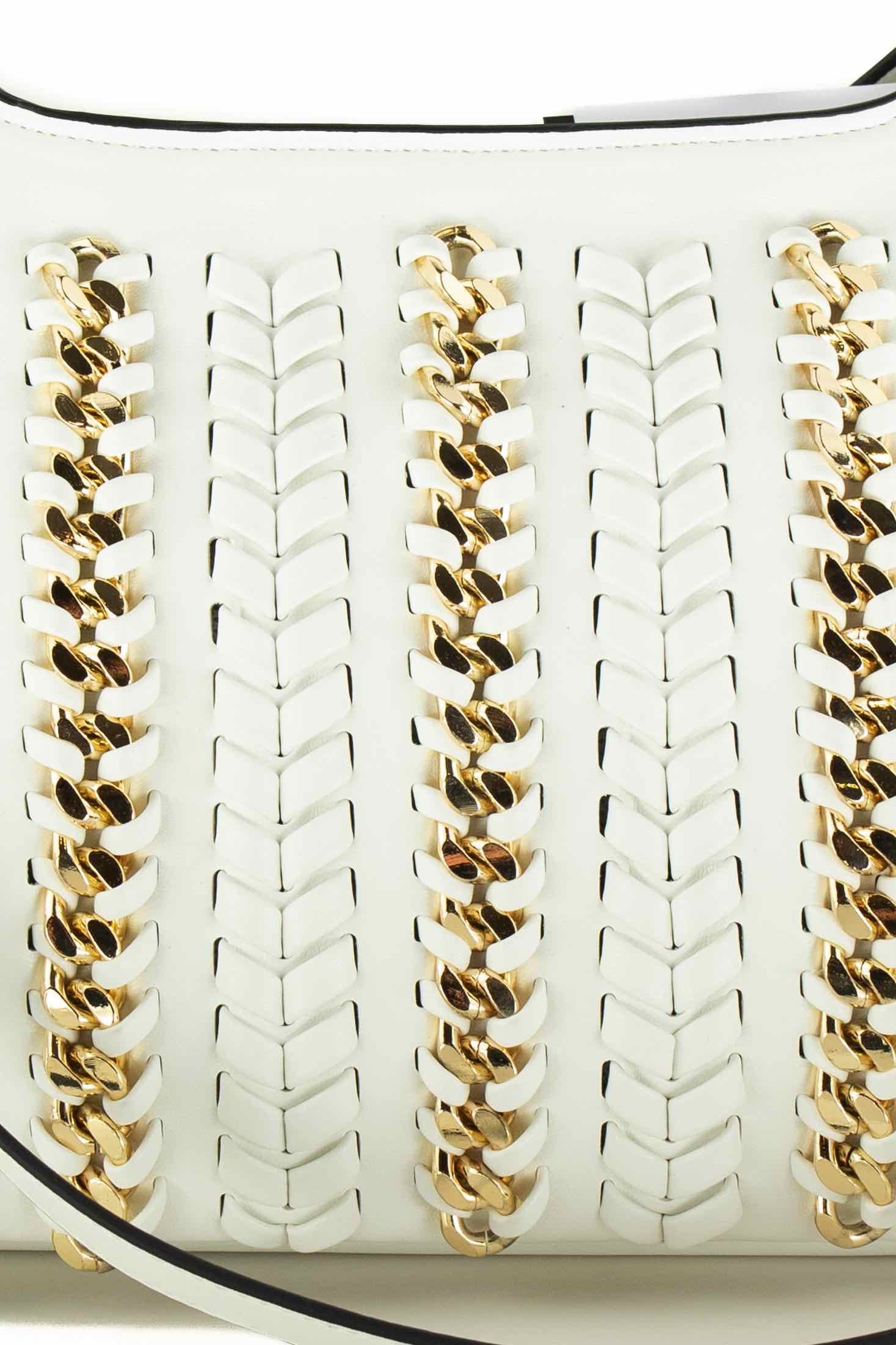 La Carrie borsa a spalla con intrecci e catene bianco
