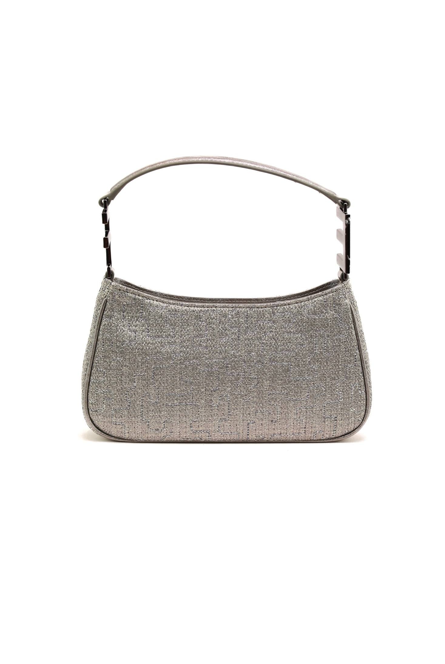 Elisabetta Franchi borsa a spalla elegante con lettering e strass argento