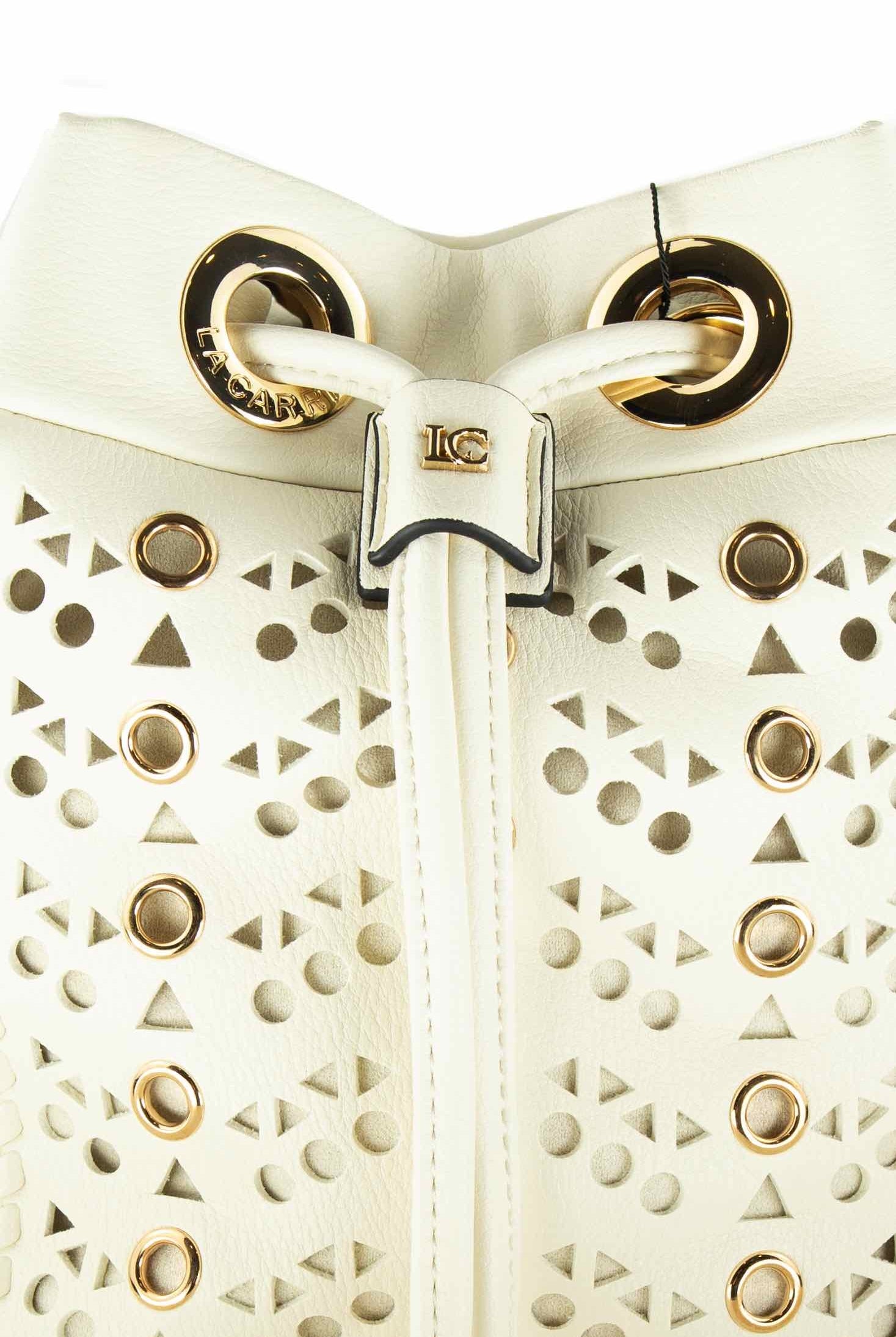 La Carrie borsa secchiello con intagli e borchie bianco
