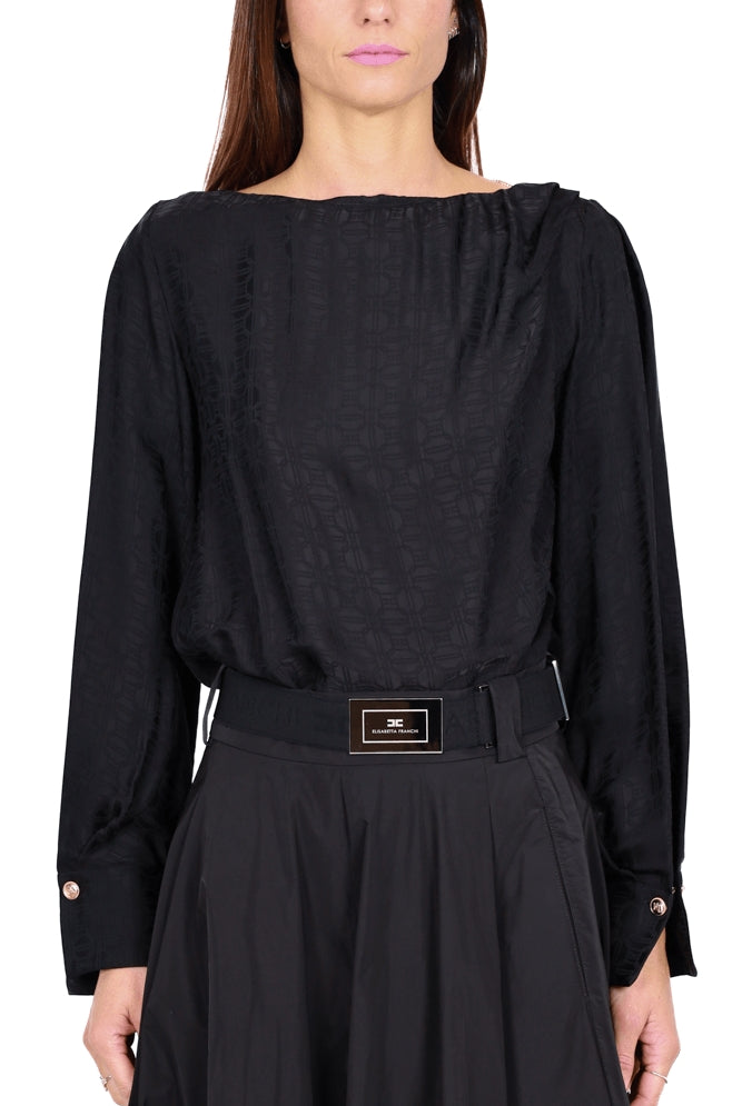 Elisabetta Franchi camicia body scollo sulla schiena nero