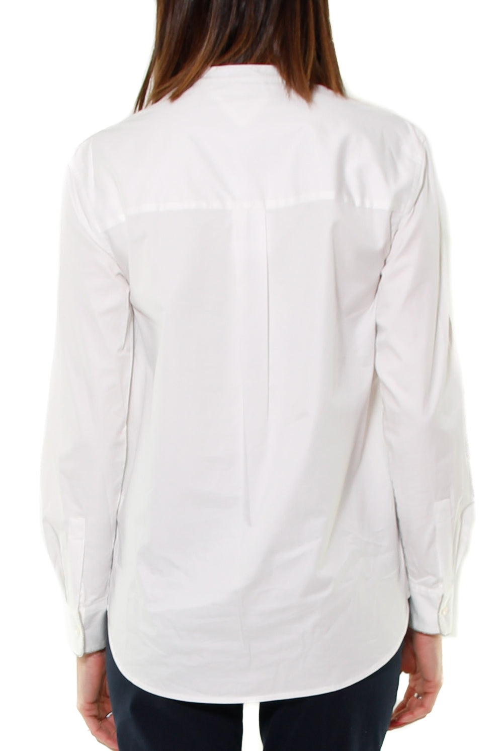 Tommy Hilfiger Donna camicia collo coreana in cotone organico bianco
