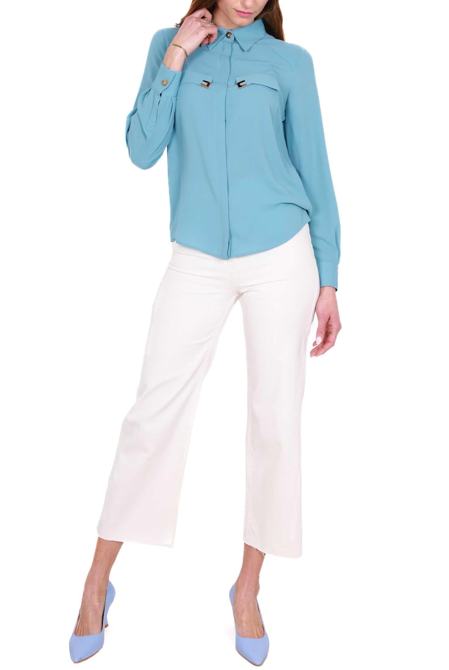 Elisabetta Franchi camicia elegante in georgette azzurro